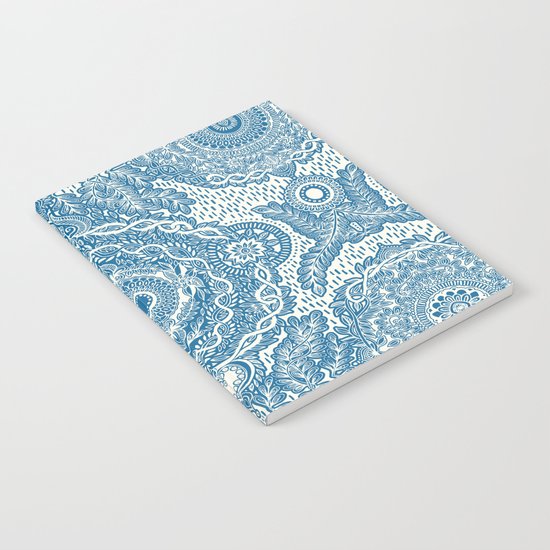 Rain in the Garden - blue and cream Notebook