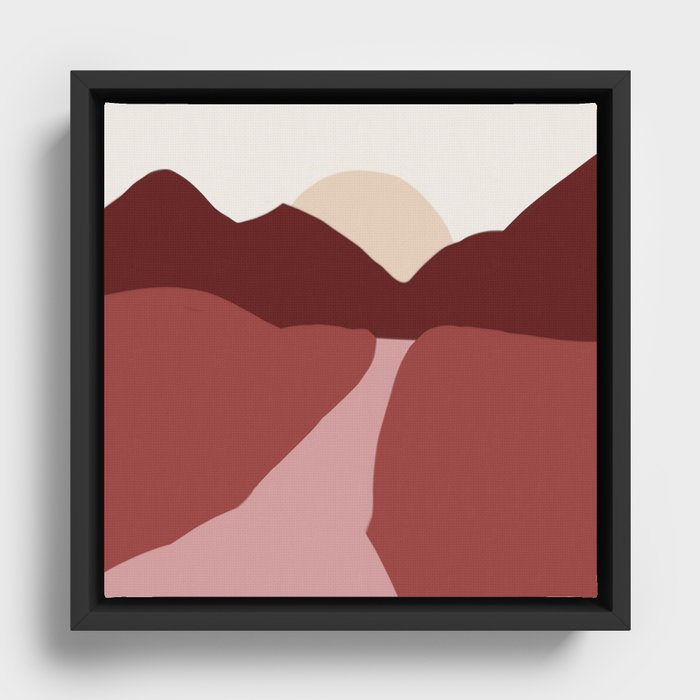 a deep, red path Framed Canvas