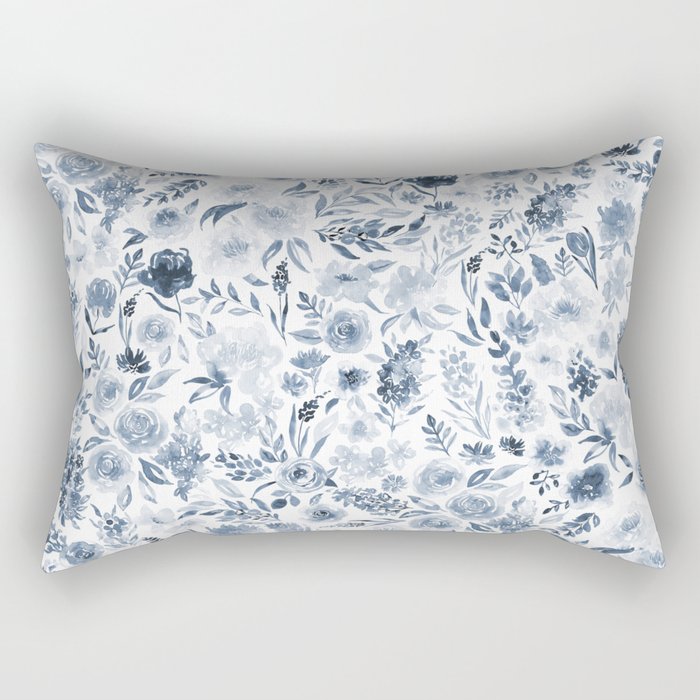 Watercolor florals in blue Rectangular Pillow