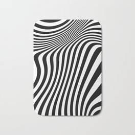 Retro Shapes And Lines Black And White Optical Art Bath Mat