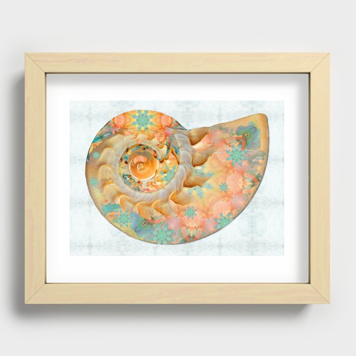 Beachy Beach Whimsical Enchanted Nautilus Shell Art Recessed Framed Print