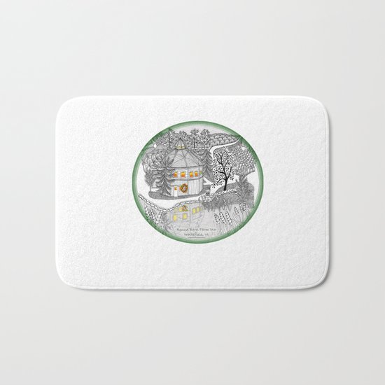 Round Barn Inn, Waitsfield, Vermont near Sugarbush- Zentangle illustration Bath Mat