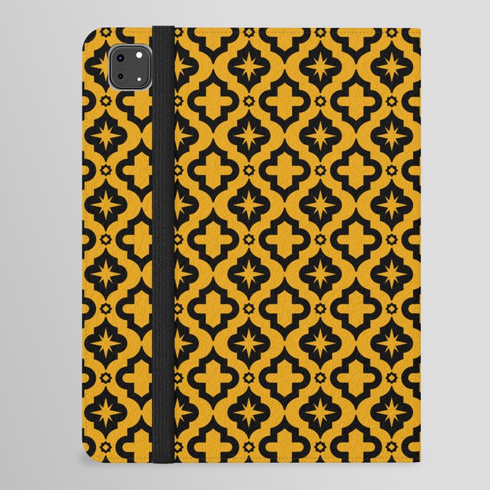Mustard and Black Ornamental Arabic Pattern iPad Folio Case