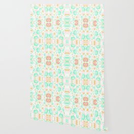 melon colors bold paisley flower bohemian Wallpaper