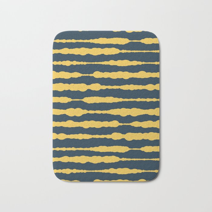 Macrame Stripes in Mustard Yellow and Navy Blue Bath Mat