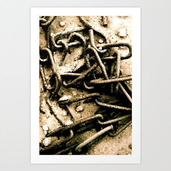 Chains in the garden sand Art Print