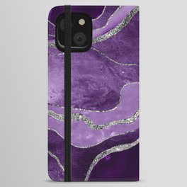 Purple Marble Agate Silver Glitter Glam #1 (Faux Glitter) #decor #art #society6 iPhone Wallet Case