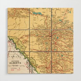 1929 Vintage Map of Alberta Wood Wall Art
