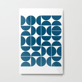 Mid Century Modern Geometric 04 Blue Metal Print | Midcenturymodern, Curated, Abstract, Illustration, Scandinavian, Digital, Pattern, Vintage, Popart, Blue 