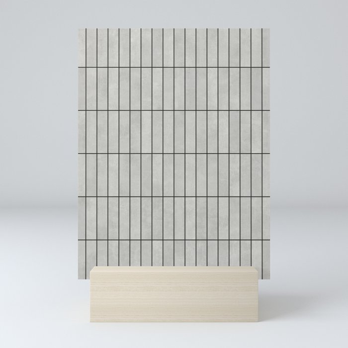 Rectangular Grid Pattern - Grey Mini Art Print