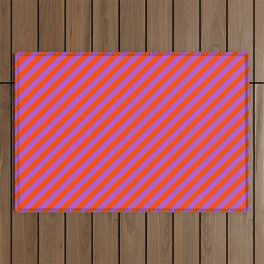 [ Thumbnail: Orchid & Red Colored Lines/Stripes Pattern Outdoor Rug ]