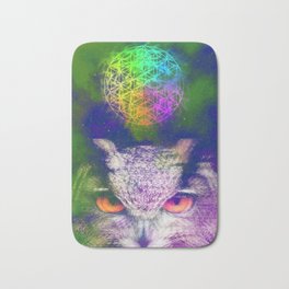 Trust Your Intuition Bath Mat | Owl, Orange, Spacethemed, Trippy, Digital, Sacredgeo, Design, Intuition, Trust, Floweroflife 