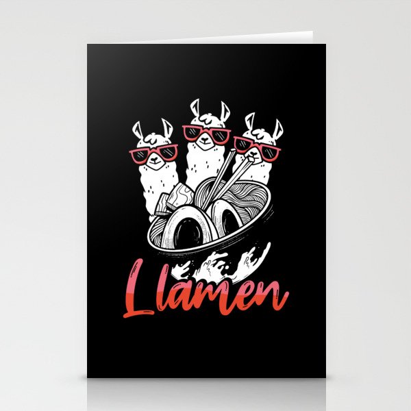 Llama ramen food Stationery Cards