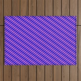 [ Thumbnail: Orchid & Blue Colored Striped Pattern Outdoor Rug ]