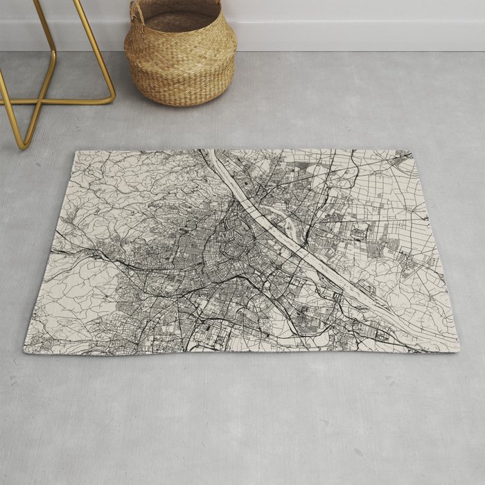 Vienna - Austria | Black and White City Map Rug