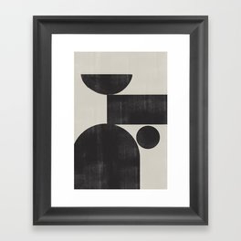 Abstract Black and Beige Geometric No. 1 Framed Art Print