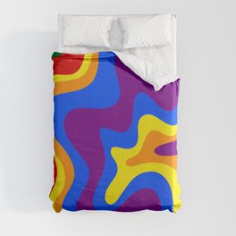 Rainbow Pride Colorful Retro Liquid Swirl Abstract Pattern Duvet Cover