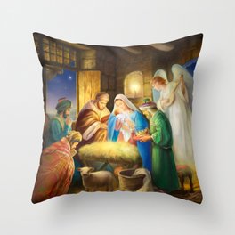 Nativity, holy night Throw Pillow