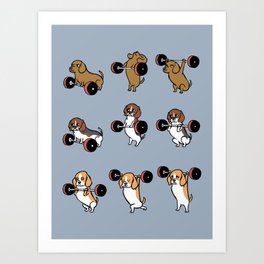 Olympic Lifting Beagles Art Print