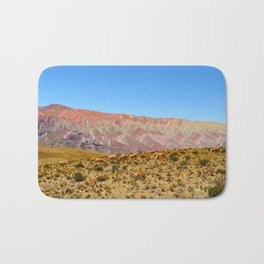 The Range of Mountains called Hornocal or 14 Colors Mountain in Jujuy Region of Argentina Bath Mat
