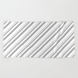 [ Thumbnail: Dark Gray & White Colored Lined Pattern Beach Towel ]