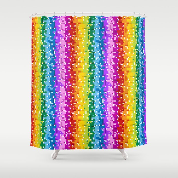 Building Blocks Rainbow Shower Curtain