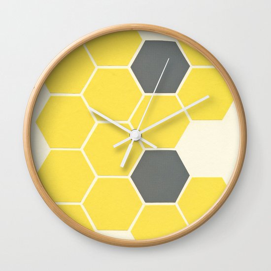 Yellow Honeycomb Wall Clock