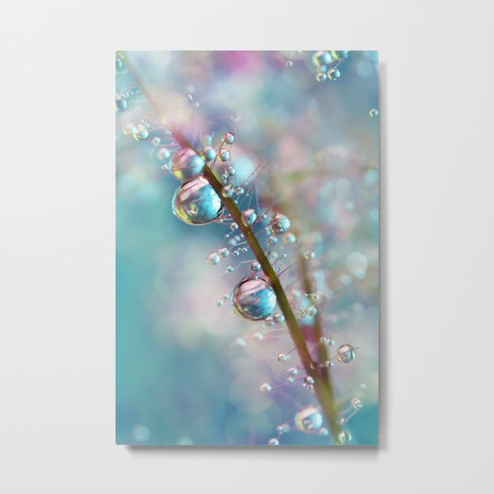 Rainbow Blue Smokey Drops Metal Print