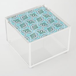 Textured Fan Tessellations in Mint and Cyan Acrylic Box