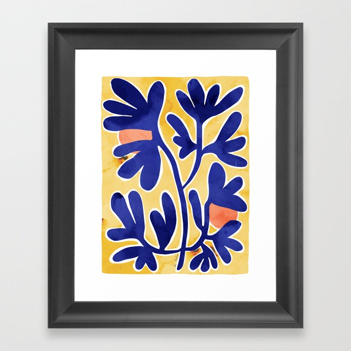 Inspiration Matisse blue leaves Framed Art Print by El buen limon ...