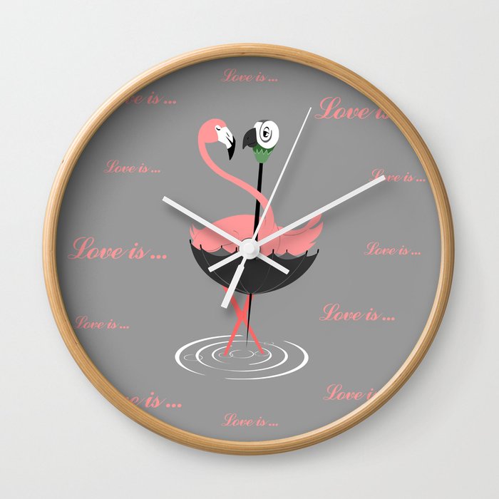 Flamingo&Umbrella Wall Clock