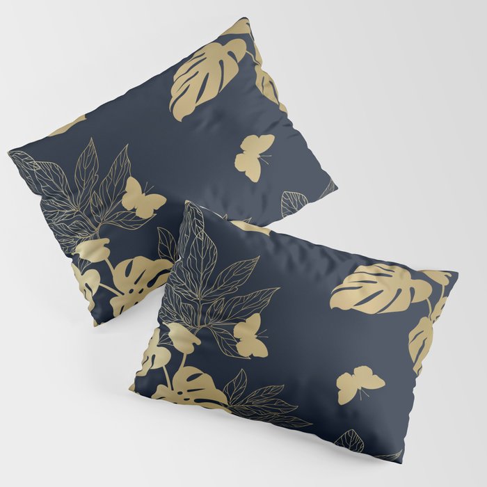 Palm Leaves and Butterflies Floral Prints Pillow Sham