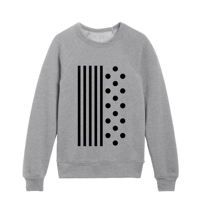 STRIPES & POLKA DOTS (BLACK-WHITE) Kids Crewneck