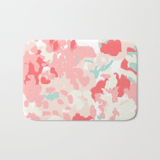 Kelsie - cute abstract minimal pink blush painterly dorm college office trendy decor Bath Mat