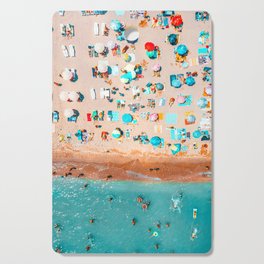 Aerial Beach Print, Aerial People Beach Print, Aerial Drone Summer Beach Photography, Blue Ocean Sea, Coastal Beach, Sea Beach Cutting Board