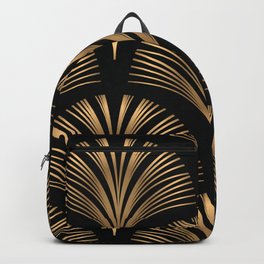 Abstract art deco Geometric golden on black pattern. Vintage Art nouveau geometric decorative. Golden luxury illustration.  Backpack