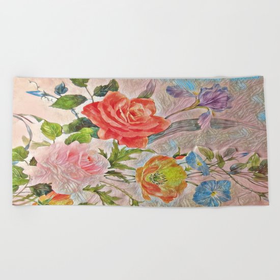 Spring Floral - Painterly Beach Towel