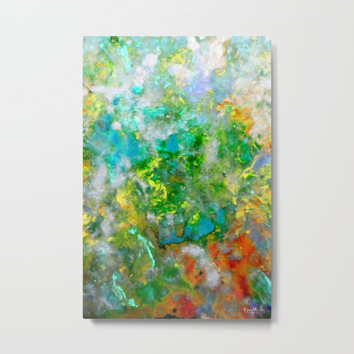 Abstract Art in Color Symphony Green Metal Print