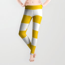 USC Gold - solid color - white stripes pattern Leggings