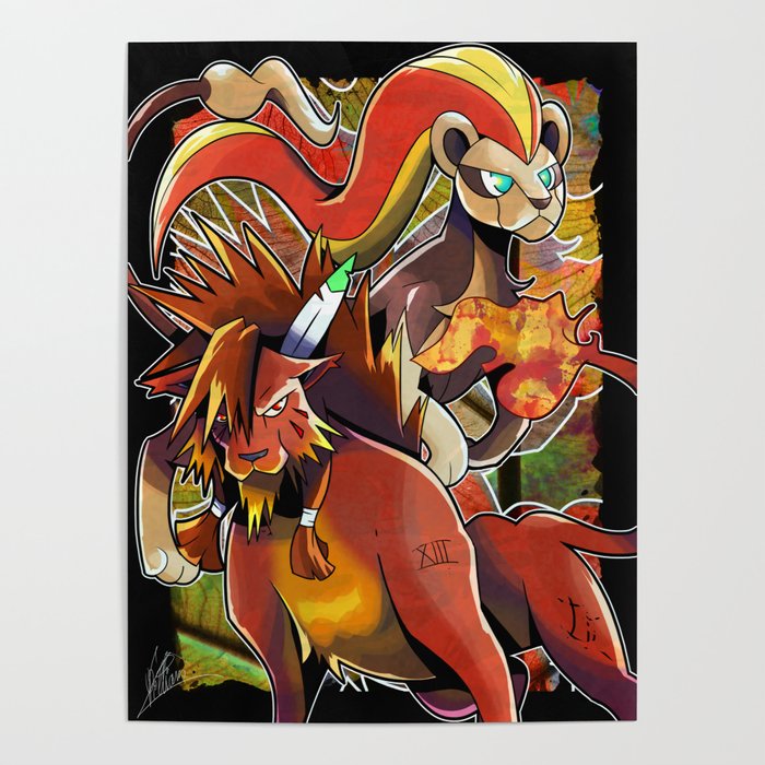 Nanaki and Pyroar by Villiam Boom Poster