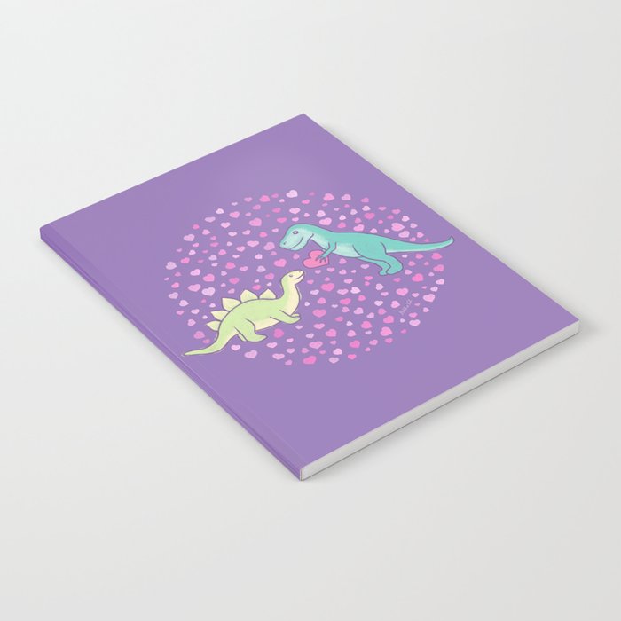 Cute Dinosaurs in Love, Purple Notebook