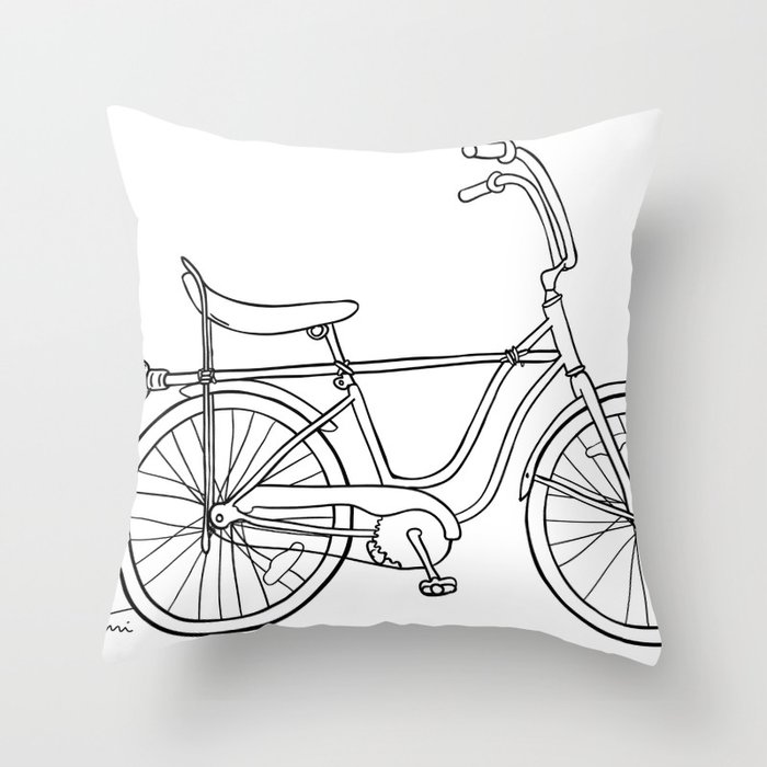 vintage witch bike Throw Pillow