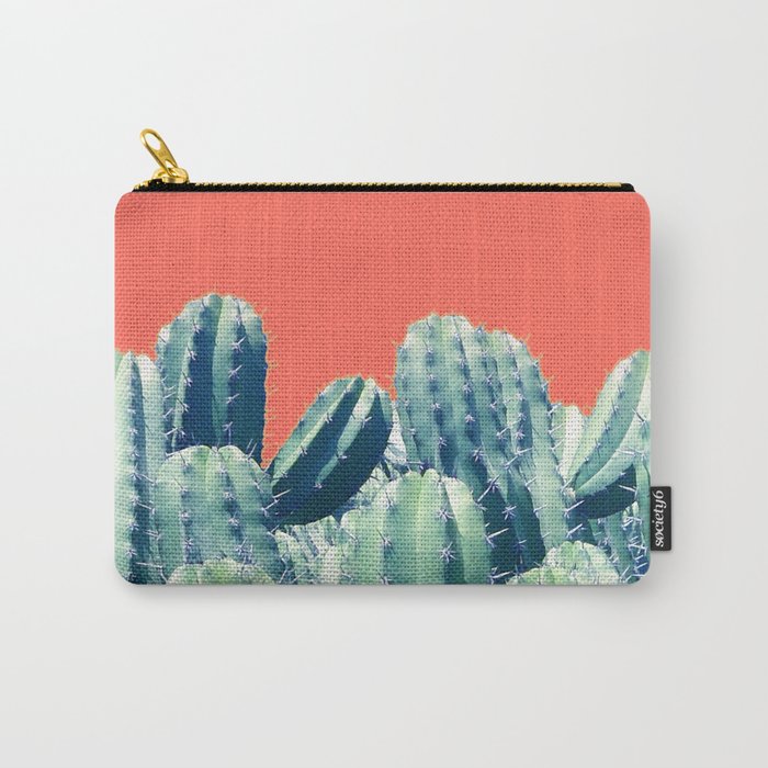 Cactus on Coral #society6 #decor #buyart Carry-All Pouch