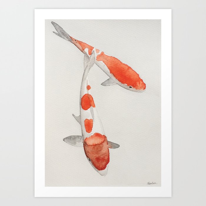 Watercolor Japanese Koi Fish Art Print By Sarahdubree Society6
