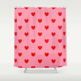 Red Heart Pattern Shower Curtain