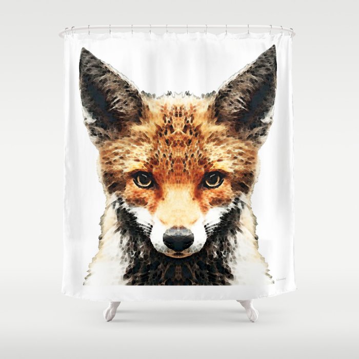 Sly Fox - Red Fox Animal Art by Sharon Cummings Shower Curtain