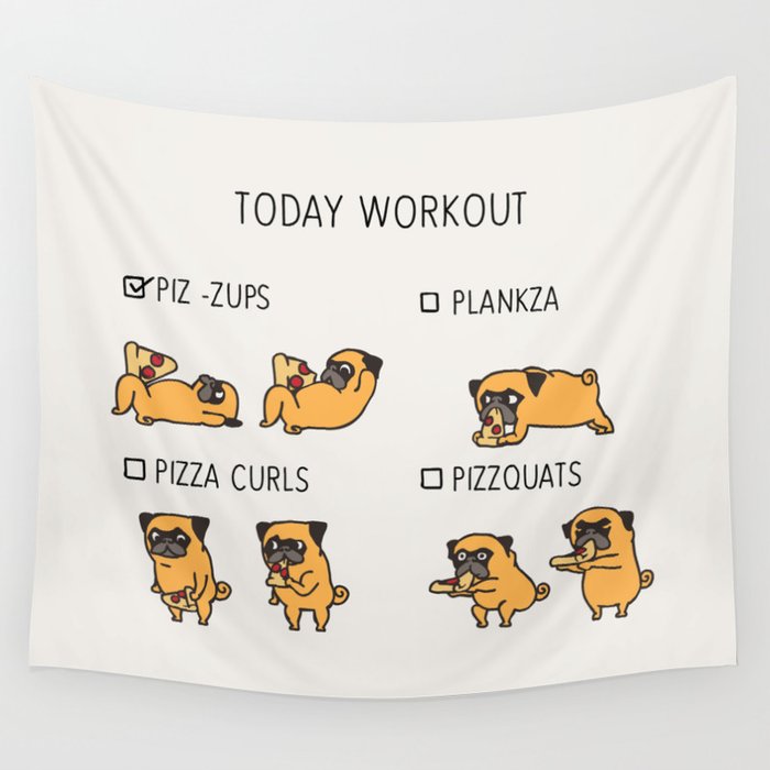 Today Workout with the pug Art Print by Huebucket | Society6
