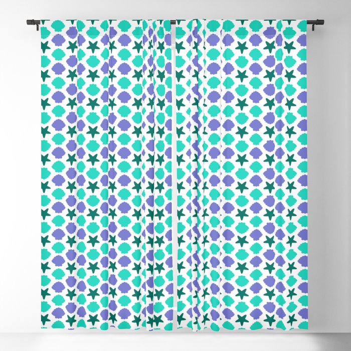 Seashell and Starfish Pattern Blackout Curtain