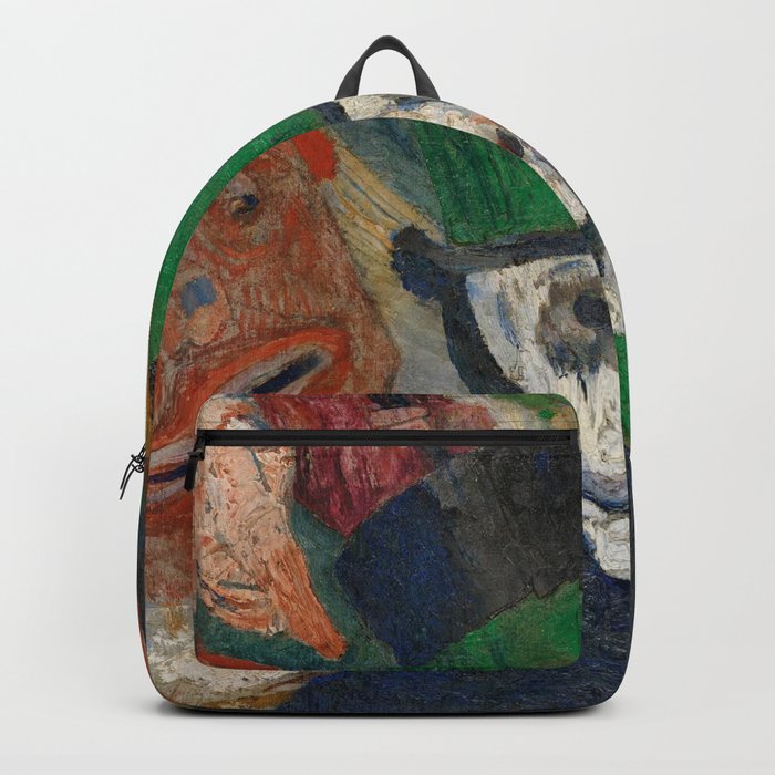 Ensor's skeleton; Christ's entry into Brussels grotesque art skull portrait painting surrealism by James Ensor  Backpack