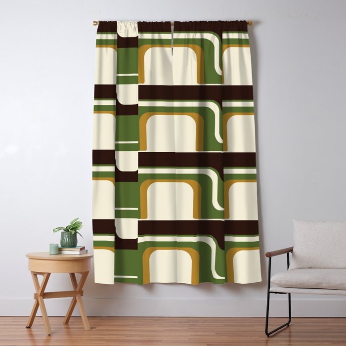 MidCentury Modern Meets 1970s Green Blackout Curtain by MonstersMash Society6